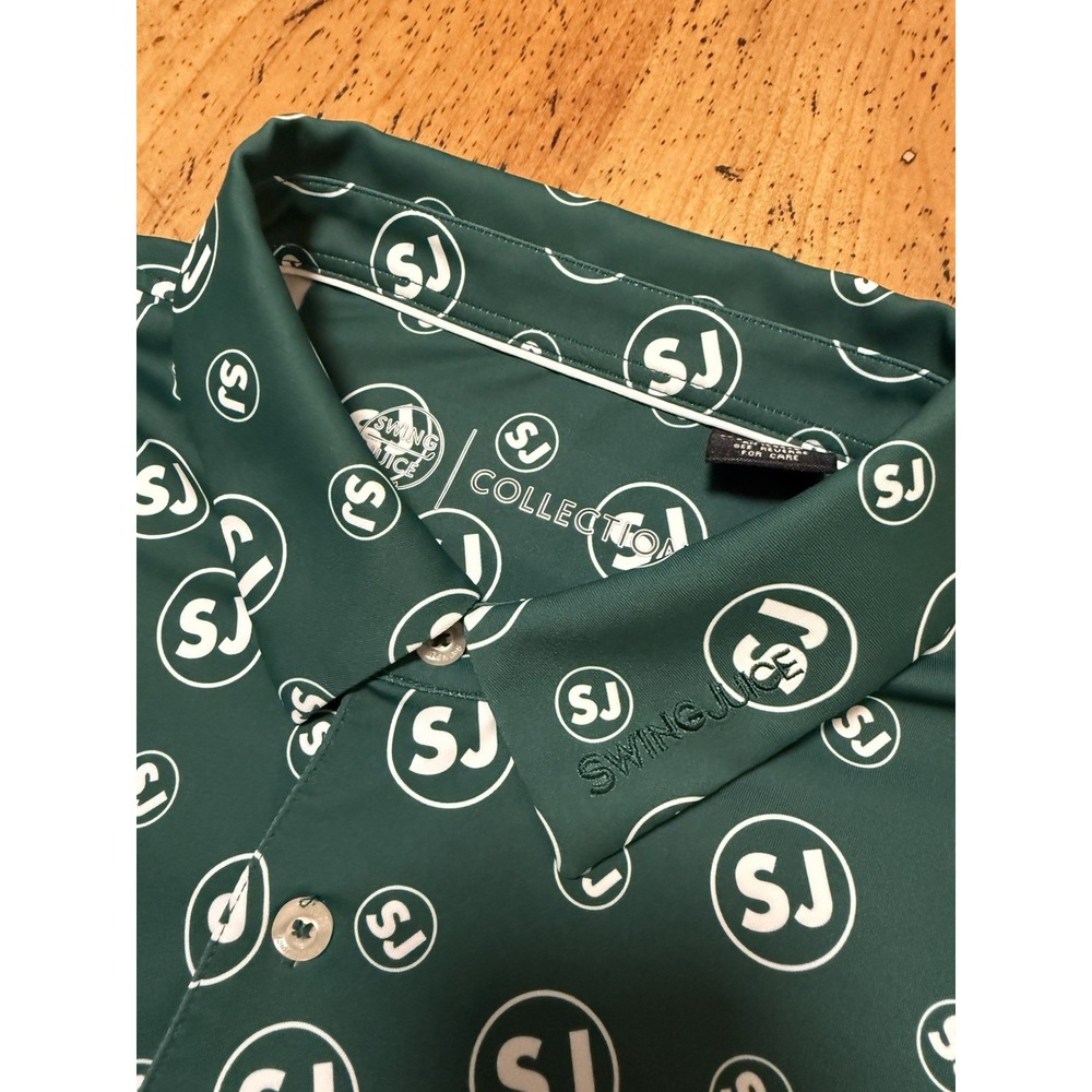 Swing Juice SJ Golf‎ Polo Shirt Mens Extra Large Green  Logo AOP Short Sleeve